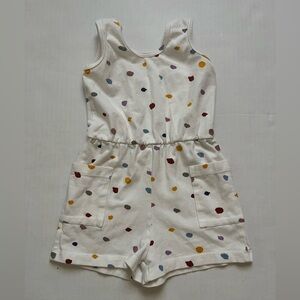 Alice + Ames toddler girls romper white colored dots paint strokes 3T pockets